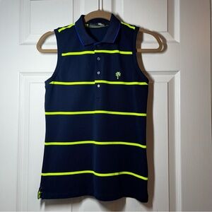RLX Ralph Lauren Navy Striped Polo Aurer Sleeveless Shirt Size Small